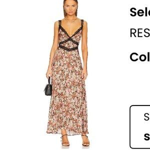 Floral Maxi Dress with Black Accents